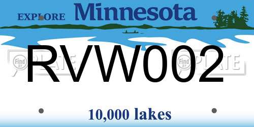 RVW002 Minnesota License Plate
