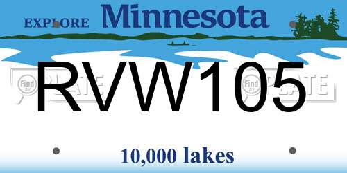 RVW105 Minnesota License Plate