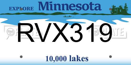 RVX319 Minnesota License Plate