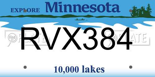 RVX384 Minnesota License Plate
