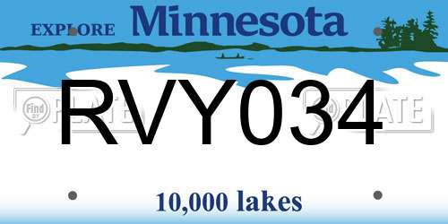 RVY034 Minnesota License Plate