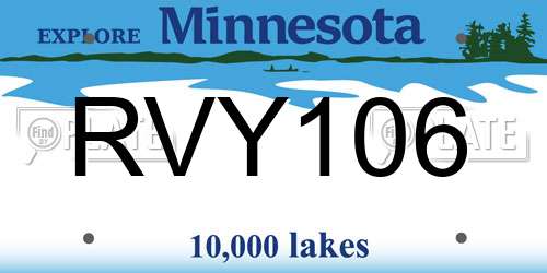 RVY106 Minnesota License Plate