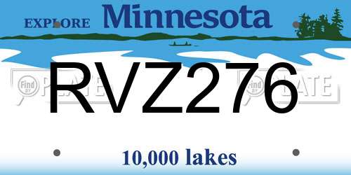 RVZ276 Minnesota License Plate