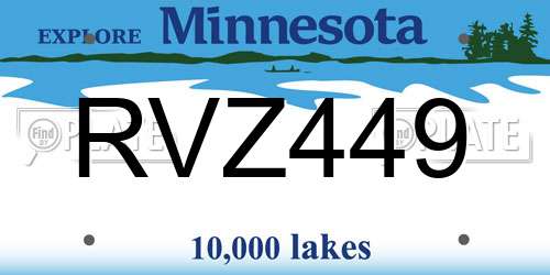 RVZ449 Minnesota License Plate