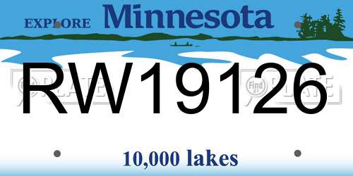 RW19126 Minnesota License Plate
