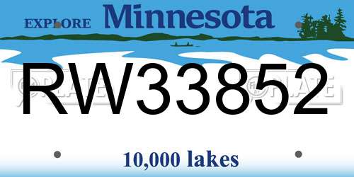 RW33852 Minnesota License Plate
