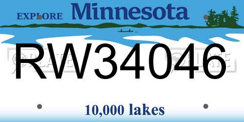RW34046 Minnesota License Plate