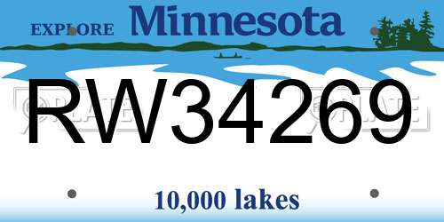 RW34269 Minnesota License Plate