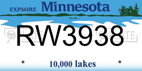 RW3938 Minnesota License Plate