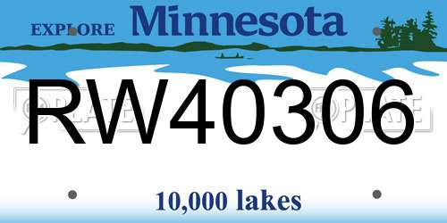 RW40306 Minnesota License Plate