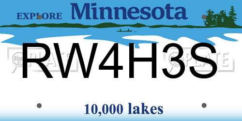 RW4H3S Minnesota License Plate