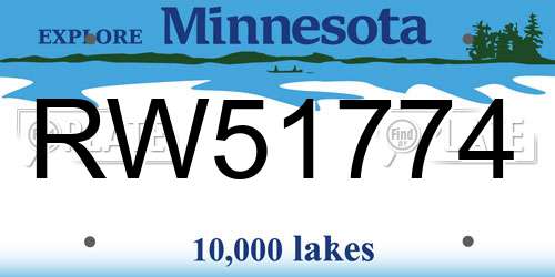 RW51774 Minnesota License Plate