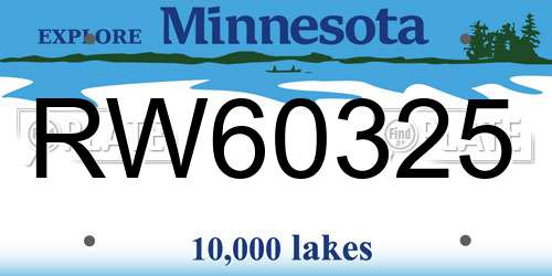 RW60325 Minnesota License Plate