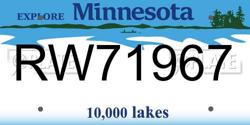 RW71967 Minnesota License Plate
