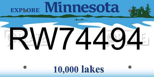 RW74494 Minnesota License Plate