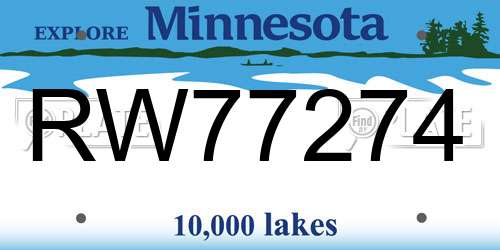 RW77274 Minnesota License Plate