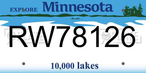 RW78126 Minnesota License Plate
