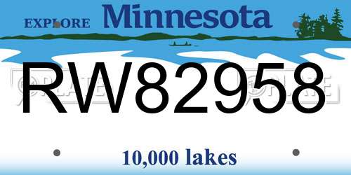 RW82958 Minnesota License Plate