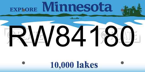 RW84180 Minnesota License Plate