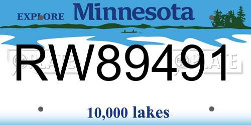 RW89491 Minnesota License Plate