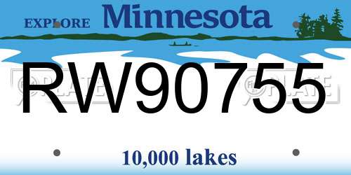 RW90755 Minnesota License Plate