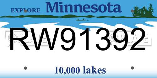 RW91392 Minnesota License Plate
