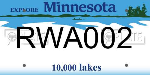 RWA002 Minnesota License Plate