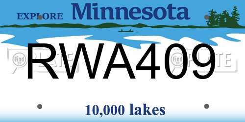 RWA409 Minnesota License Plate