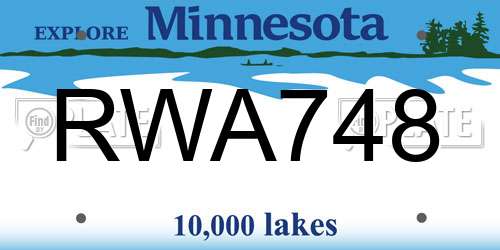 RWA748 Minnesota License Plate