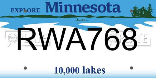 RWA768 Minnesota License Plate