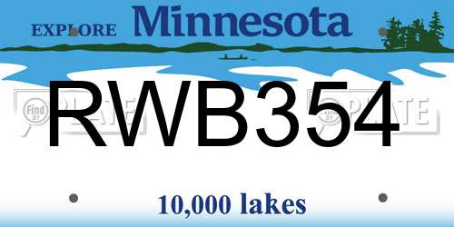 RWB354 Minnesota License Plate
