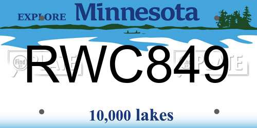 RWC849 Minnesota License Plate