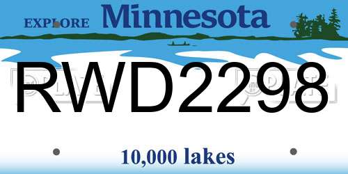 RWD2298 Minnesota License Plate