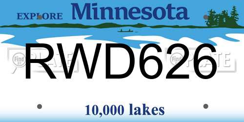 RWD626 Minnesota License Plate