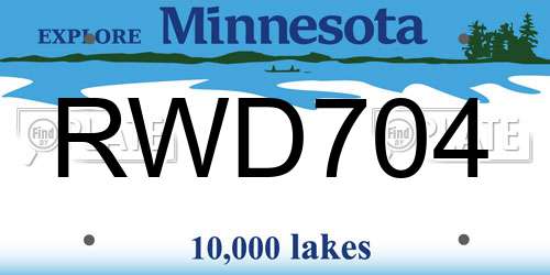 RWD704 Minnesota License Plate