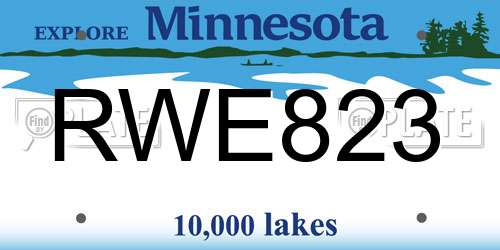 RWE823 Minnesota License Plate