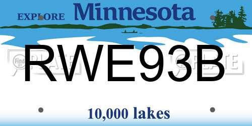 RWE93B Minnesota License Plate
