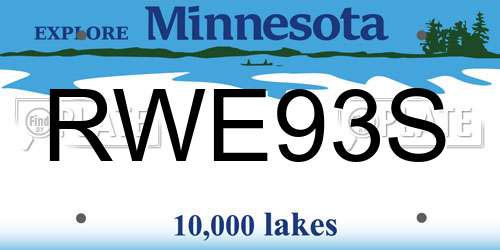 RWE93S Minnesota License Plate