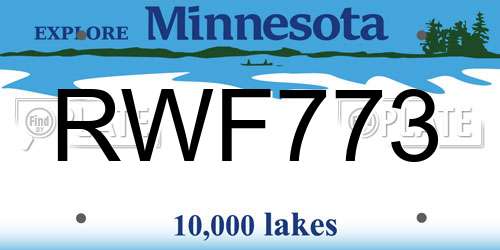 RWF773 Minnesota License Plate