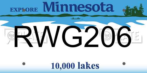 RWG206 Minnesota License Plate
