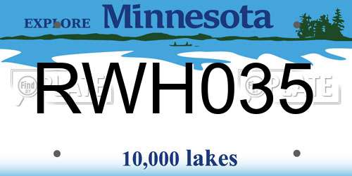 RWH035 Minnesota License Plate