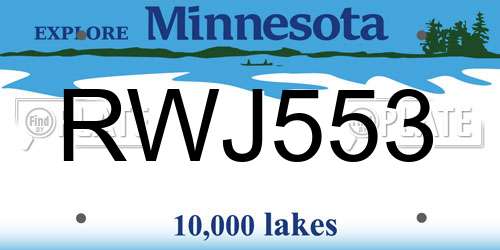 RWJ553 Minnesota License Plate