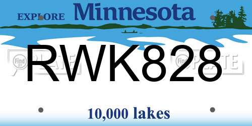 RWK828 Minnesota License Plate