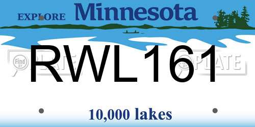 RWL161 Minnesota License Plate