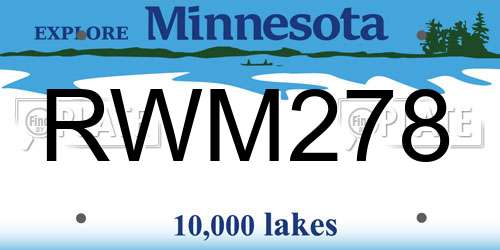 RWM278 Minnesota License Plate