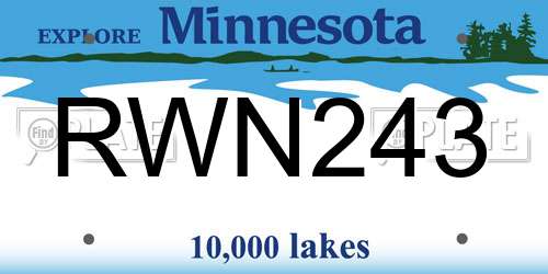 RWN243 Minnesota License Plate