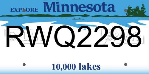 RWQ2298 Minnesota License Plate