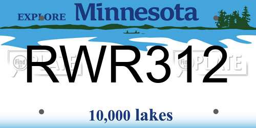 RWR312 Minnesota License Plate