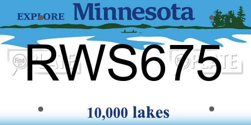 RWS675 Minnesota License Plate