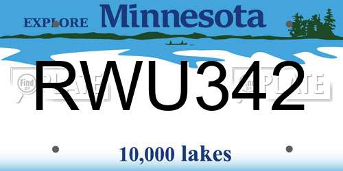RWU342 Minnesota License Plate